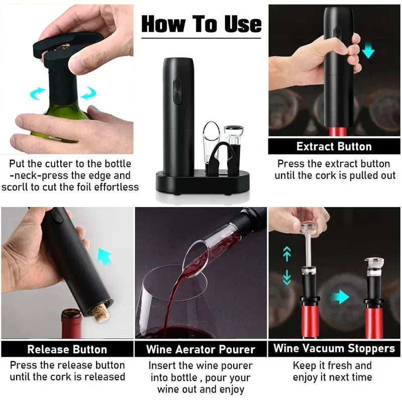 Electric Automatic Red Wine Corkscrew Rechargeable Wine Opener